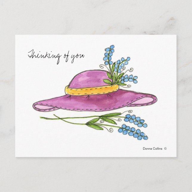 Thinking of You Pink Hat Post Card (Front)