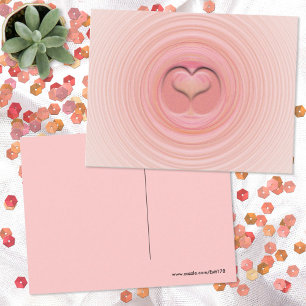 Thinking of You Pink Peach Spiral Abstract Heart Postcard