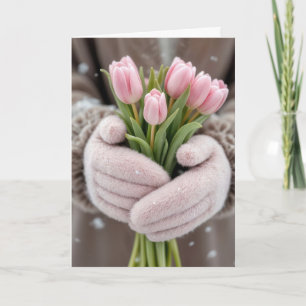 Thinking of You Pink Tulips  Card
