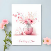 Thinking of You Pink Vase and Flowers Sympathy