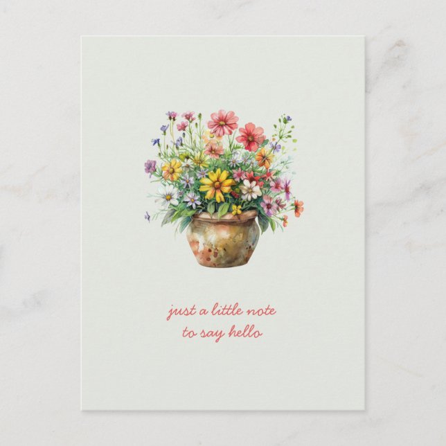 Thinking of You Pot of Wildflowers Postcard (Front)