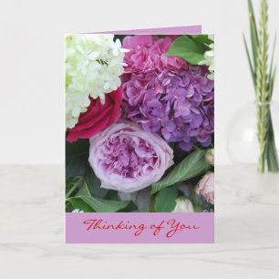 Thinking of You Pretty Floral Bouquet Flowers Card