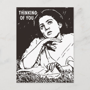 THINKING OF YOU PRETTY VINTAGE LADY POSTCARDS