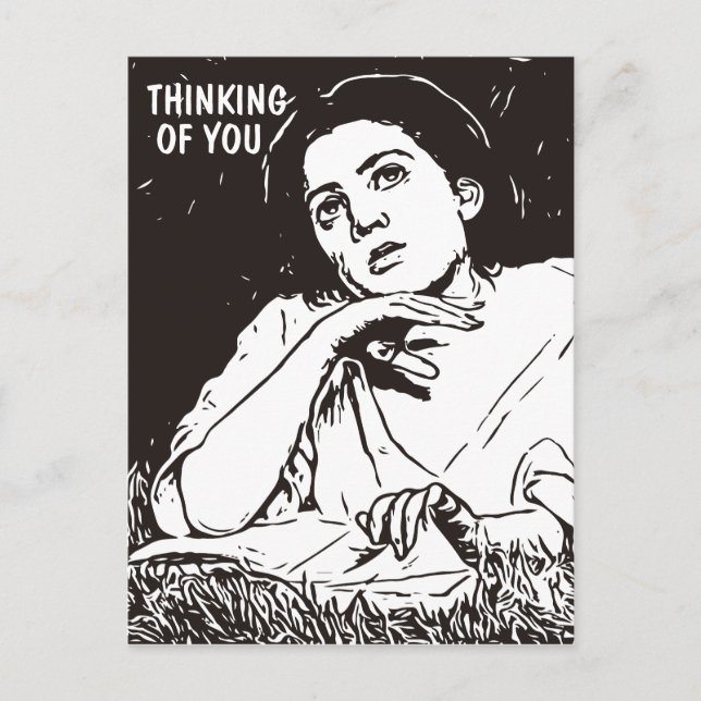 THINKING OF YOU PRETTY VINTAGE LADY POSTCARDS (Front)