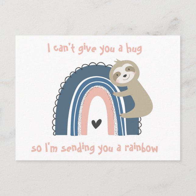 Thinking of You Rainbow Sloth Post Card (Front)