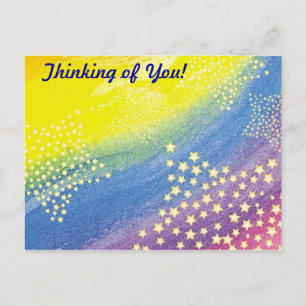 Thinking of You! Rainbow & Stars Postcard