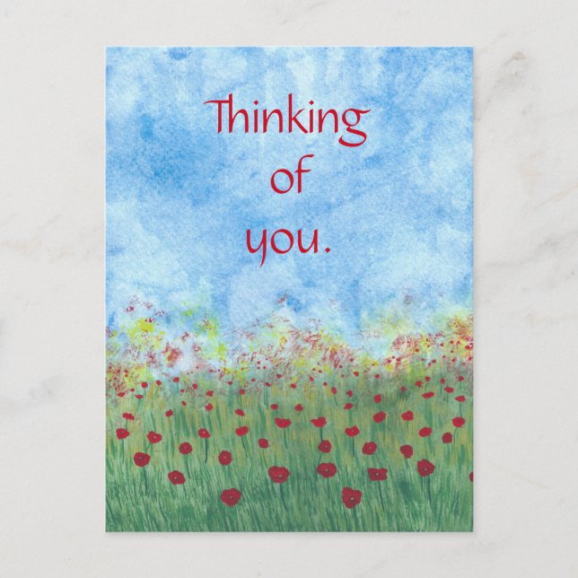 Thinking of you red poppies postcards (Front)