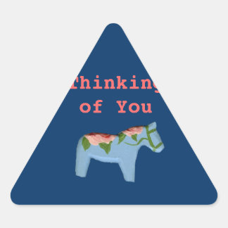 Thinking of You Rose Dala Horse Triangle Sticker