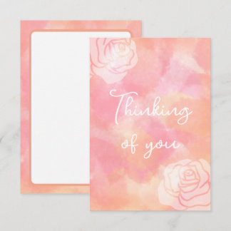"Thinking of you" Rose, Watercolor Pink Card