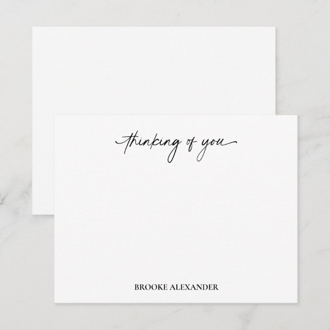 Thinking of You Script Handwriting Decorative Card (Front/Back)