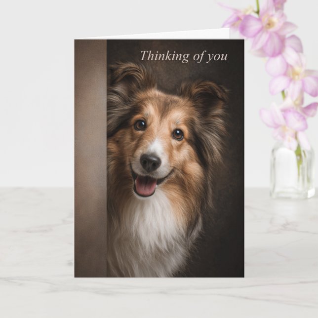 Thinking of You Shetland Sheepdog Card (Orchid)