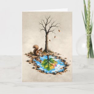 Thinking of You Squirrel Staring into a Puddle Card