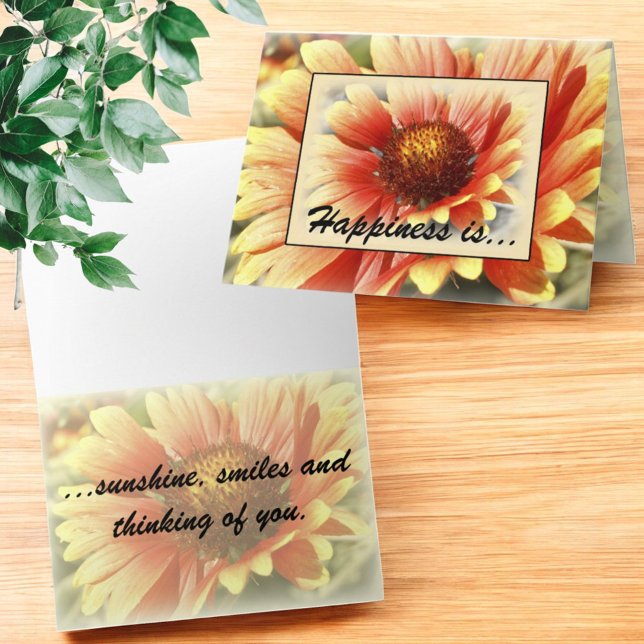 Thinking of You Sun Drenched Flower Template (Cover and inside template folded greeting card)