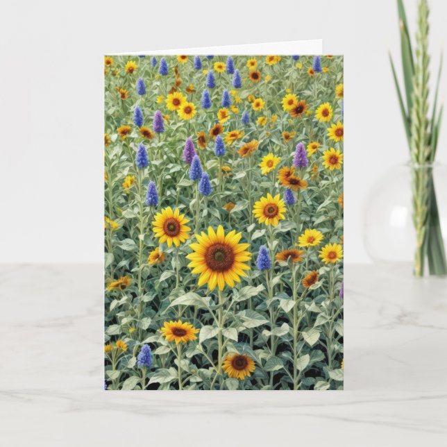 Thinking of You Sunflower and Wildflower Field Card (Front)