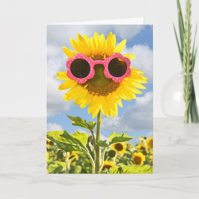 Thinking of you-Sunglasses on Sunflower Card (Front)