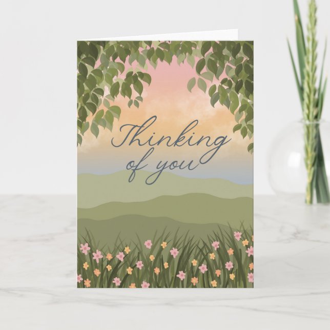 Thinking of You Sunset Floral Greeting Card (Front)