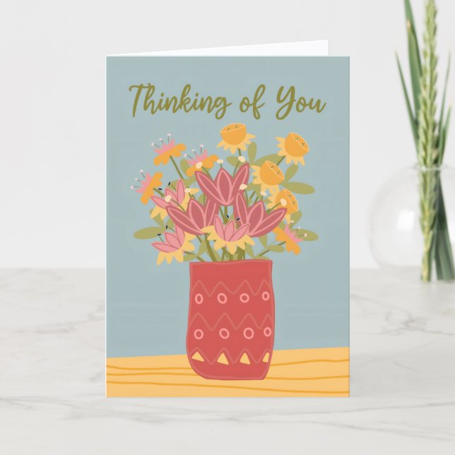 Thinking of You Vase of Flowers Card (Front)