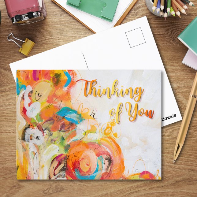 Thinking of You Vibrant Abstract Postcard (Creator Uploaded)