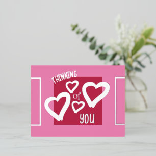 Thinking of You Viva Magenta Pink Valentines Foil Holiday Postcard