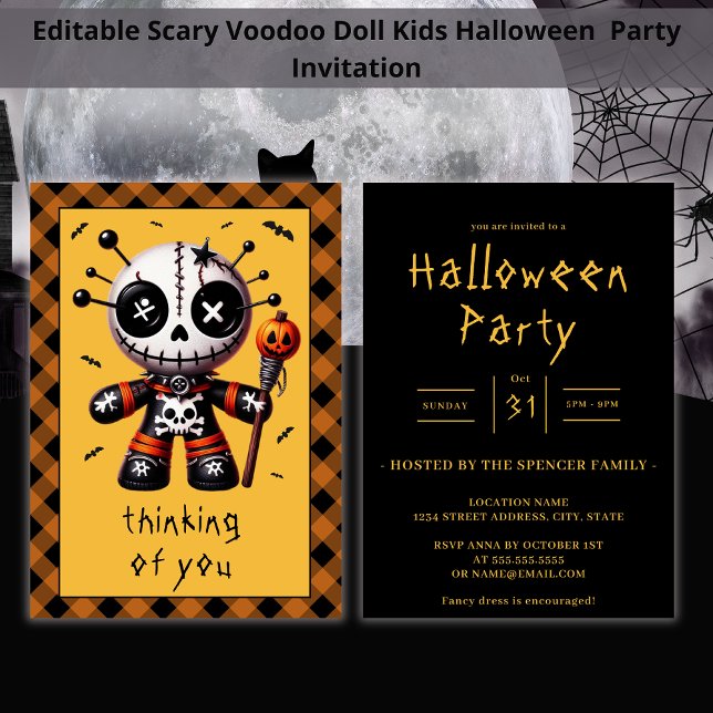 Thinking Of You Voodoo Doll Halloween Party  Invitation (Creator Uploaded)
