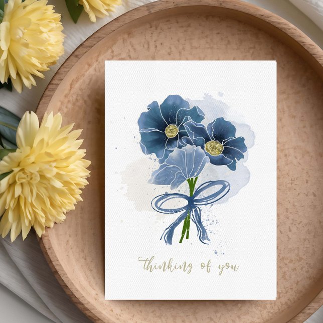 Thinking of You Watercolor Flower Bouquet Card (Creator Uploaded)