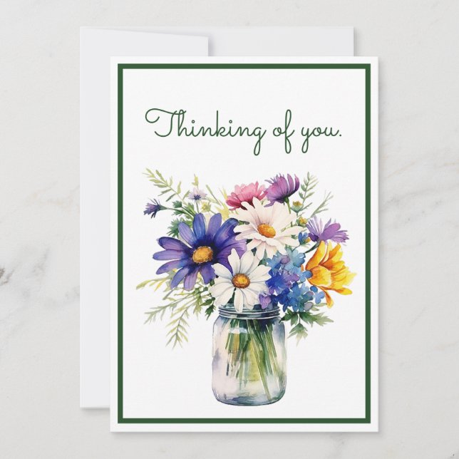 Thinking of You Watercolor Flowers Customise (Front)