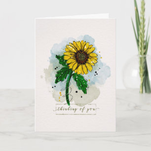 Thinking of You Watercolor Sunflower Card