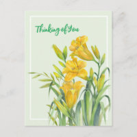 Thinking of You Watercolor Yellow Day Lilies