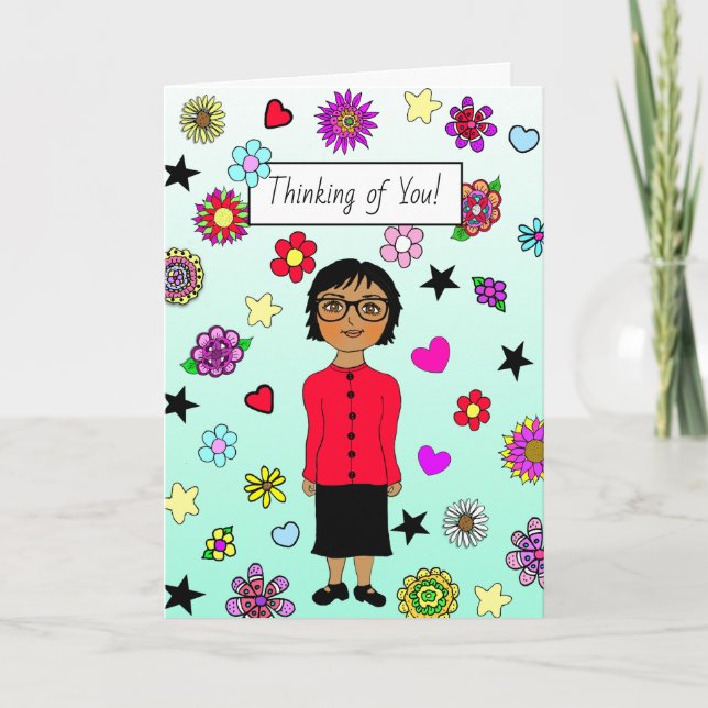 Thinking of You, Whimsical Friendship Card (Front)