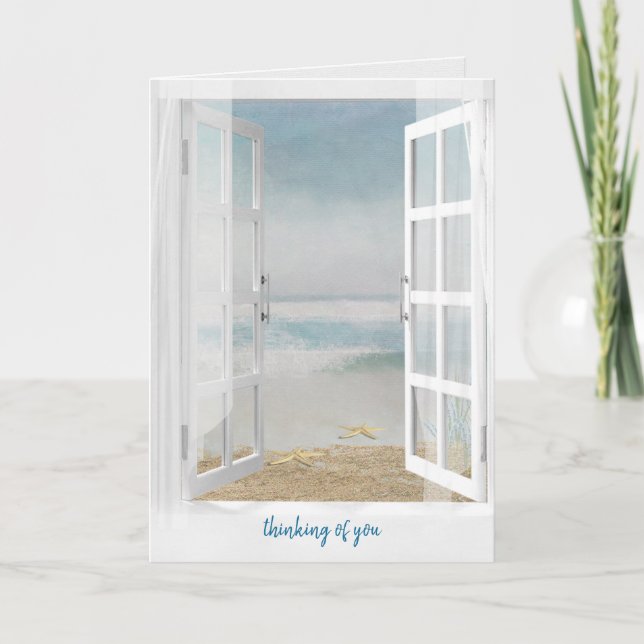 thinking of you window with ocean view card (Front)