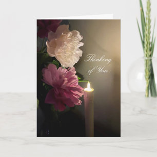 Thinking of You with Peonies and Candlelight Card