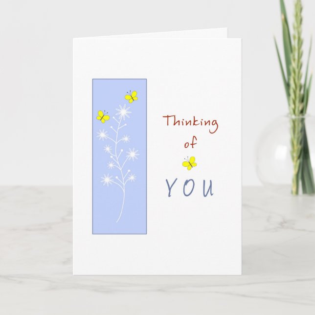 Thinking of You with Yellow Butterflies Card (Front)