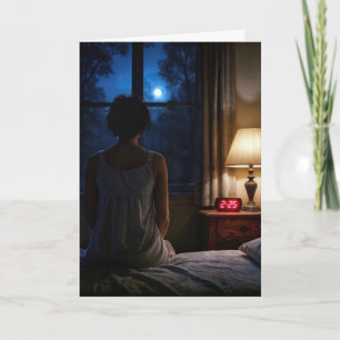 Thinking of You Woman Sitting on Her Bed Card