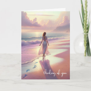Thinking Of You Woman Walking On the Beach Card