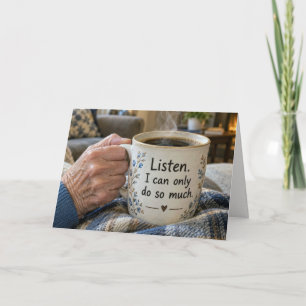 Thinking of You Woman's Hand Holding a Coffee Mug Card