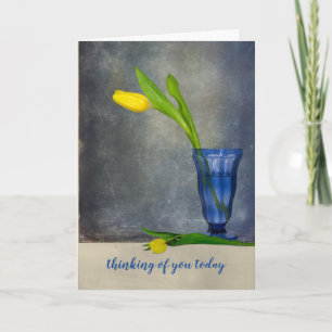 thinking of you-yellow tulip in sundae glass card