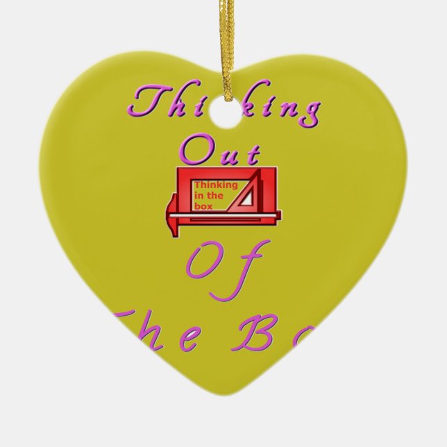 Thinking out of the box. ceramic ornament (Front)