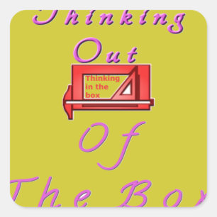 Thinking out of the box. square sticker