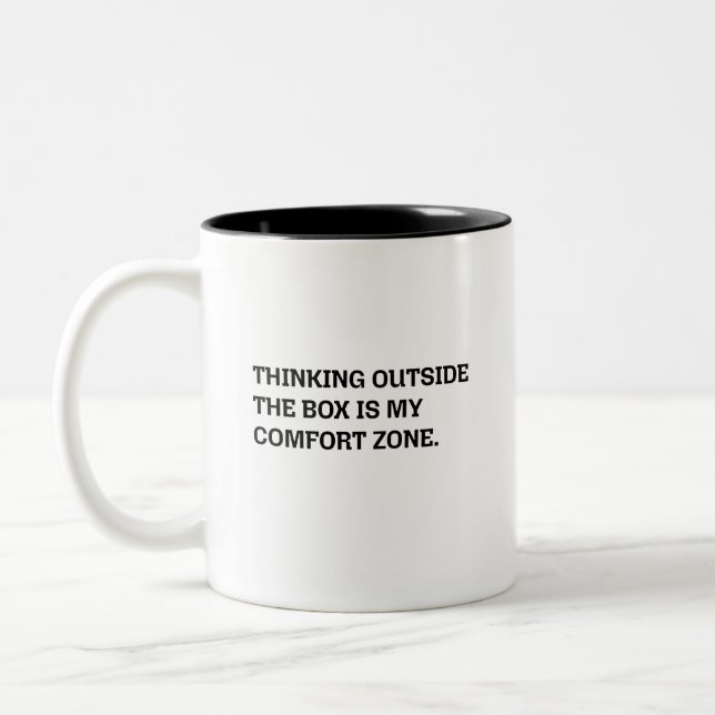 Thinking Outside The Box Comfort Zone Creative Two-Tone Coffee Mug (Left)