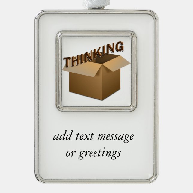 Thinking Outside The Box Silver Plated Framed Ornament (Front)