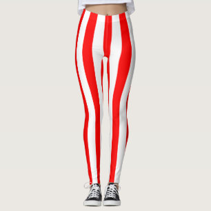 THINNER RED WHITE VERTICAL STRIPE  LEGGINGS