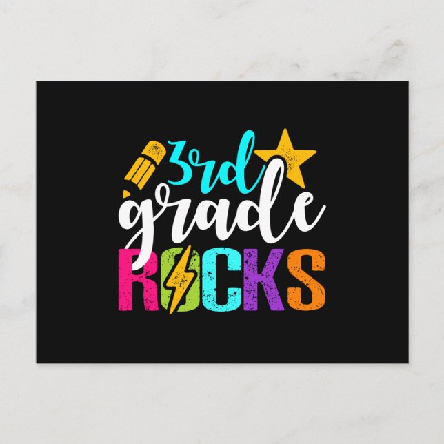Third 3rd grade rocks Teacher or Student Postcard (Front)