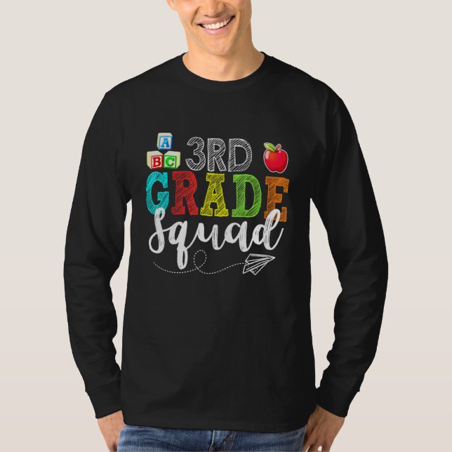 Third 3rd Grade Squad Teachers Students Team Back  T-Shirt (Front)