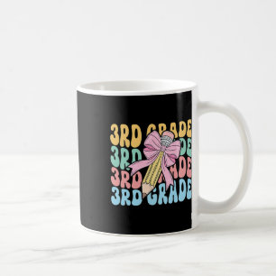 Third 3rd Grade Teacher Coquette Pencil Bow Back T Coffee Mug