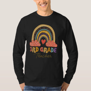 Third 3rd Grade Teacher Teach Love Inspire Boho Ra T-Shirt