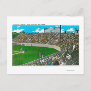 Third Base Line View of Municipal Baseball Postcard