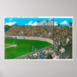 Third Base Line View of Municipal Baseball Poster