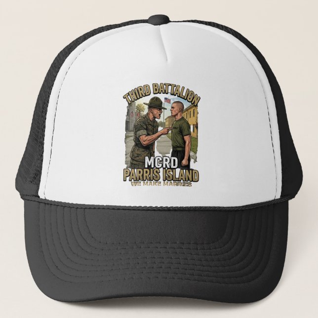 Third Battalion MCRD Parris Island Trucker Hat –  (Front)