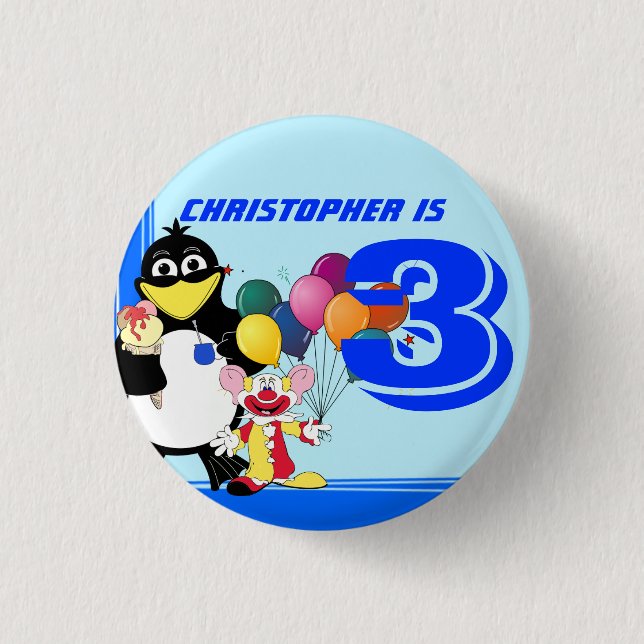 Third birthday 3 cm round badge (Front)