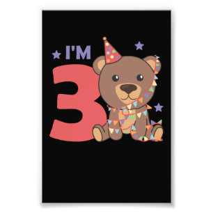 Third Birthday Bear For Children 3 Years Old Photo Print